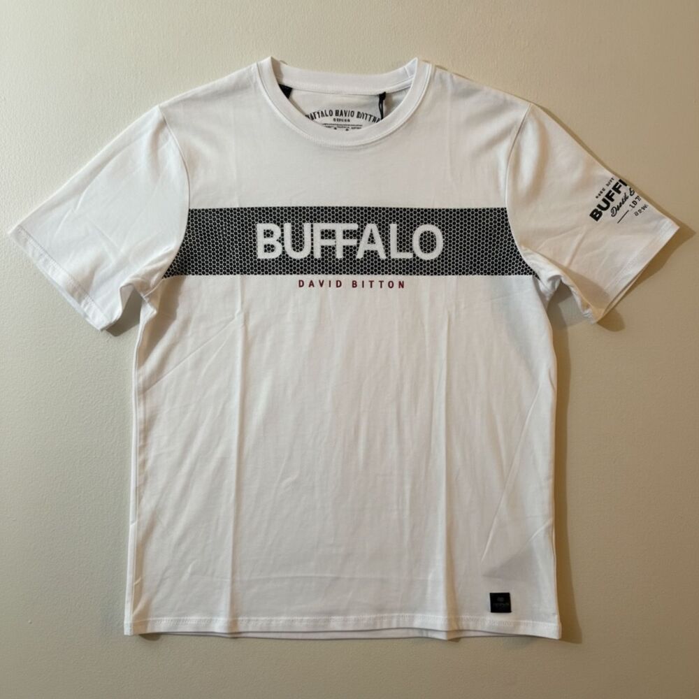 Buffalo David Bitton NARCISE Graphic Crew Neck T Shirt M White